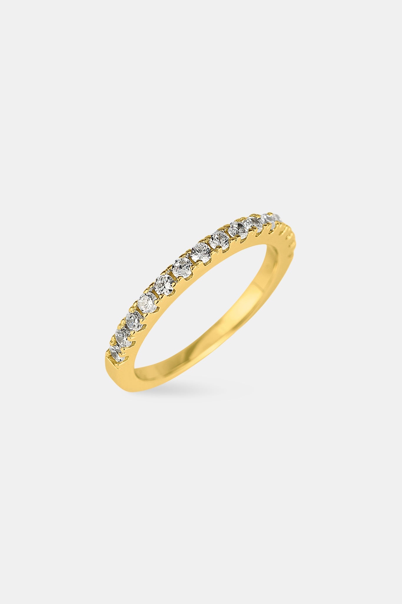 Iced Micro Tennis Ring - 2mm - Gold
